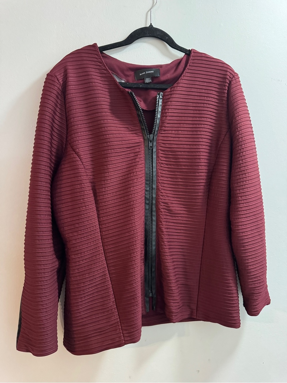 Mark Zunino Women's Ribbed Zip-Front Jacket in Burgundy